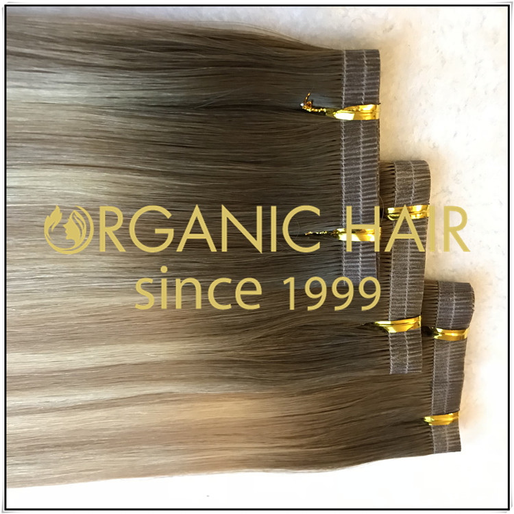 Ombre color full cuticle hybrid weft flat weft C011